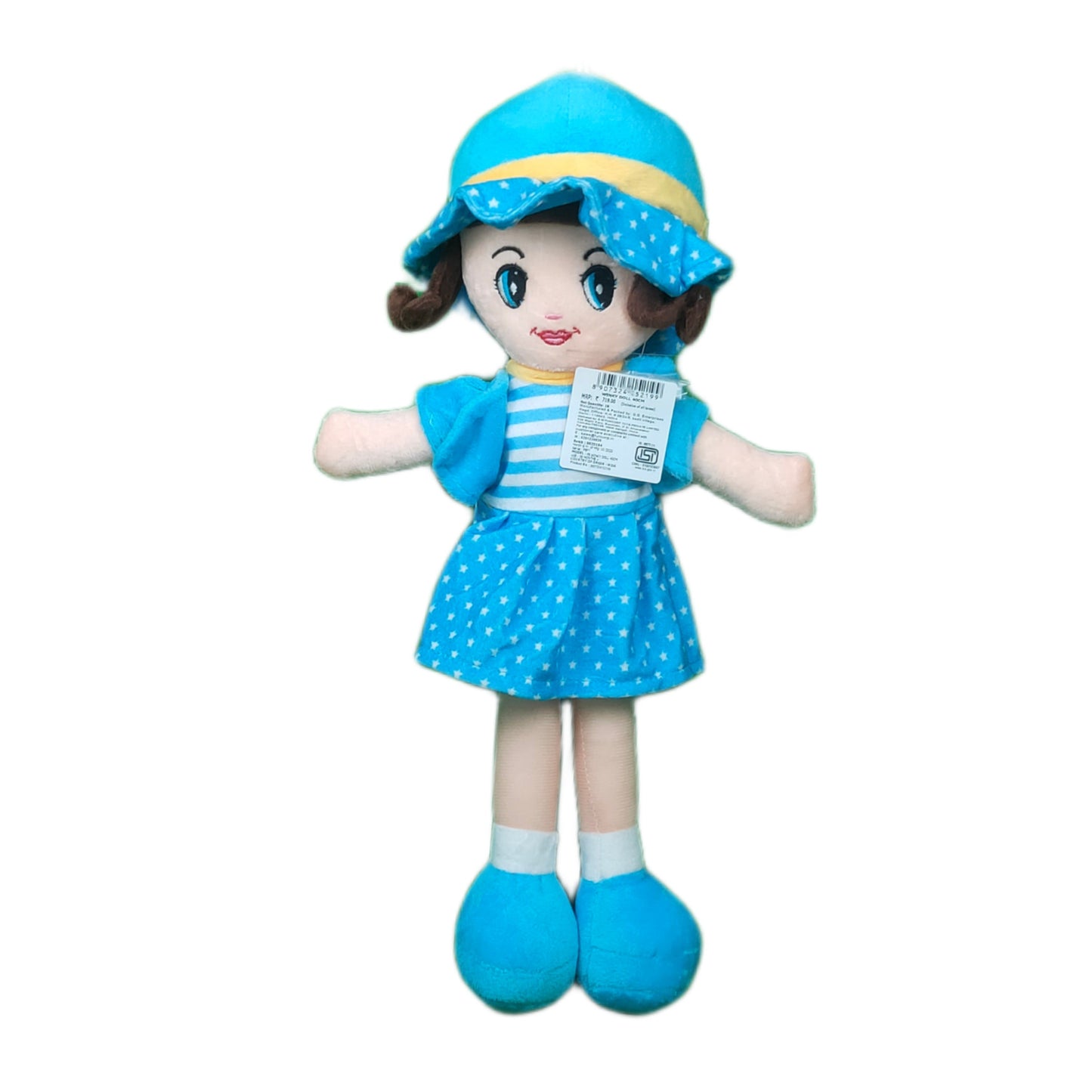Winky Rag Doll Plush Soft Toy Wearing Sky Dress for Ages 3 Years and Up, 40cm