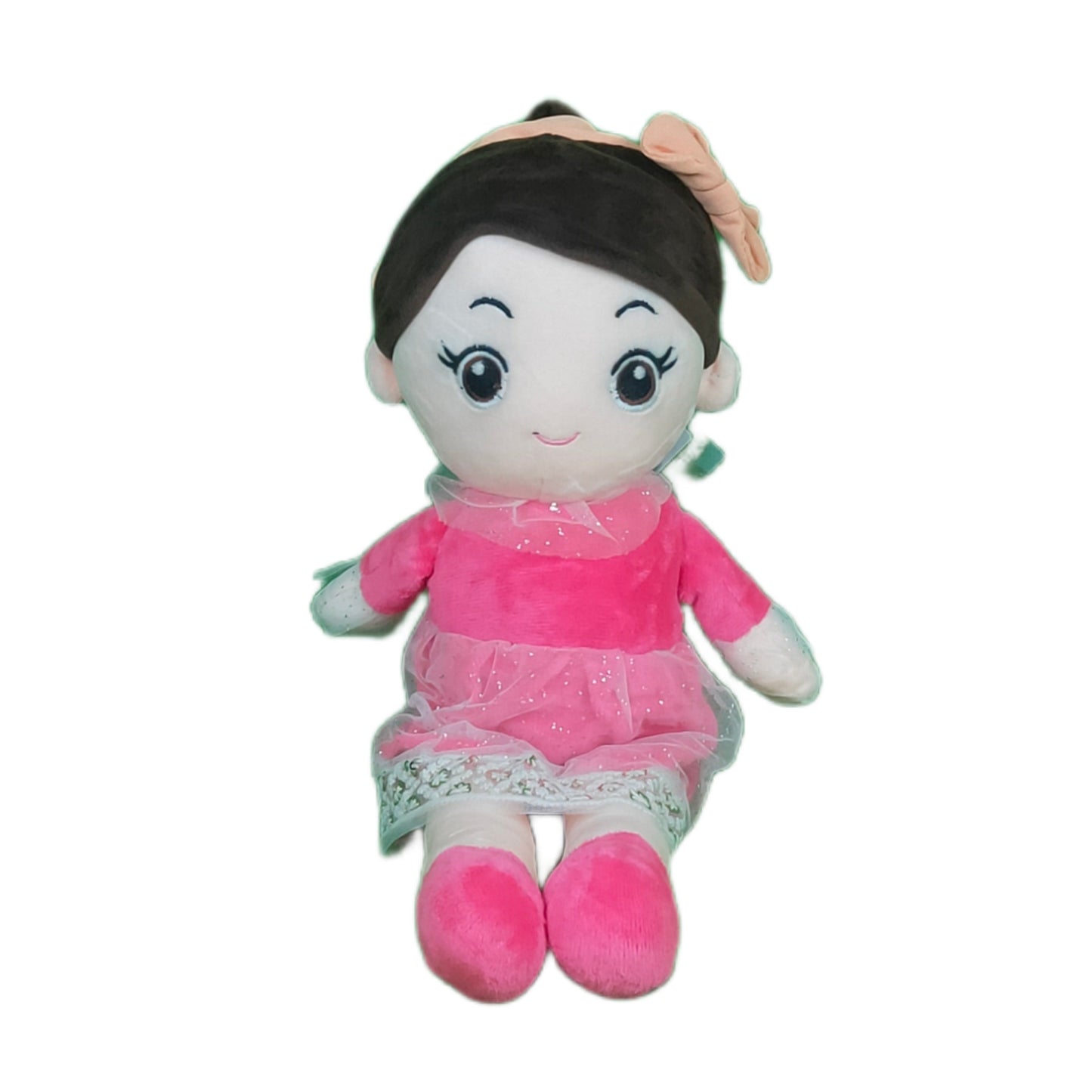Ellie Rag Doll Plush Soft Toy Wearing Pink Dress for Ages 3 Years and Up, 45cm