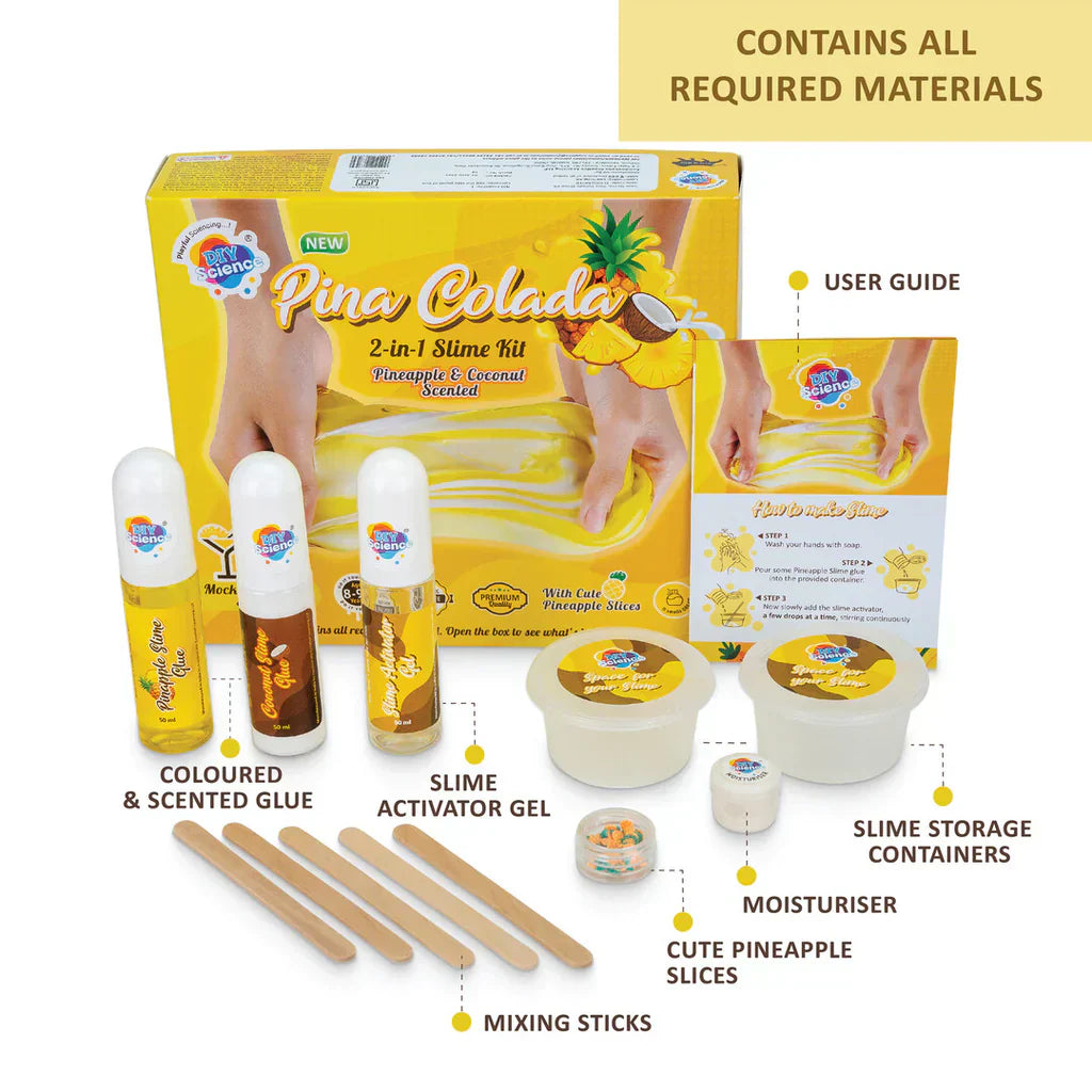 Pina Colada 2-in-1 Slime Kit for Kids 100% Safe & Non Toxic