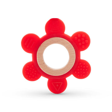 6 Pin Teether Silicone Rubber with wooden ring