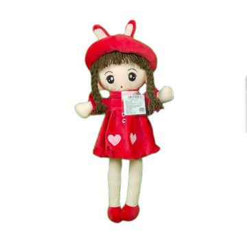 Eva Rag Doll Plush Soft Toy Wearing Red Frock for Ages 3 Years and Up, 45cm