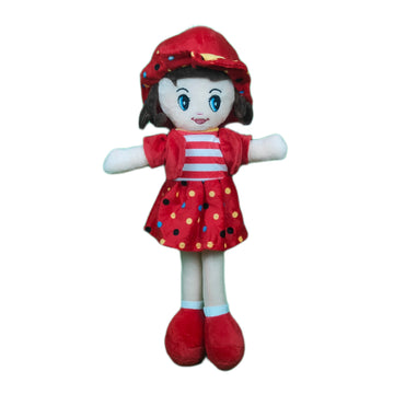 Rag Doll Plush Soft Toy Wearing Red Dress for Ages 3 Years and Up, 40cm